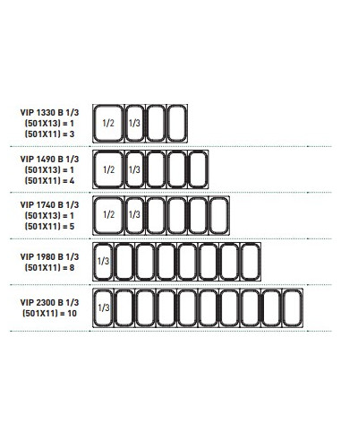 VITRINA PARA INGREDIENTES B 1/3 VIP1330 CRISTAL INFRICO