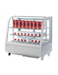 VITRINA EXPOSITORA REFRIGERADA BLANCA 4 CARAS SOBREMOSTRADOR