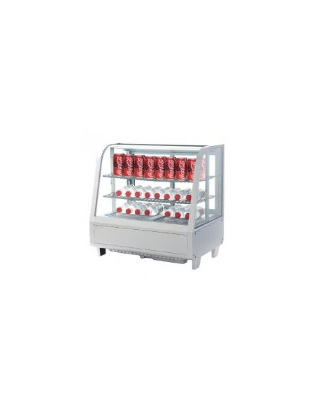 VITRINA EXPOSITORA REFRIGERADA BLANCA 4 CARAS SOBREMOSTRADOR