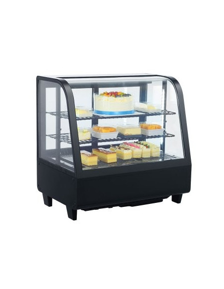 VITRINA EXPOSITORA REFRIGERADA NEGRA 4 CARAS SOBREMOSTRADOR