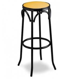 Taburete tubo acerado, asiento tapizado.
