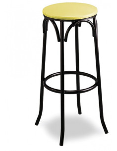 Taburete tubo acerado, asiento tapizado