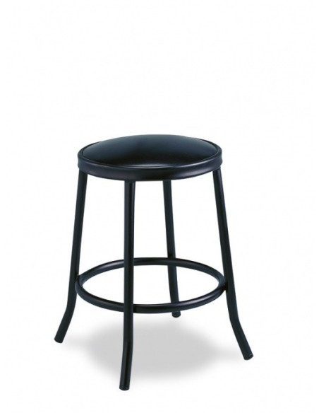 Banqueta tubo acerado, asiento tapizado.