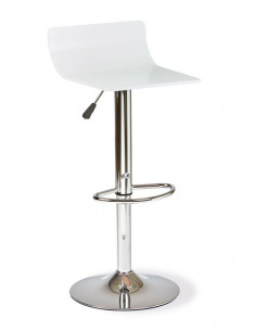 Taburete acero cromado, asiento lacada blanco.