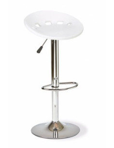 Taburete acero cromado, asiento lacada blanco. 2