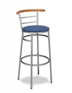 Taburete tubo acerado, asiento tapizado.