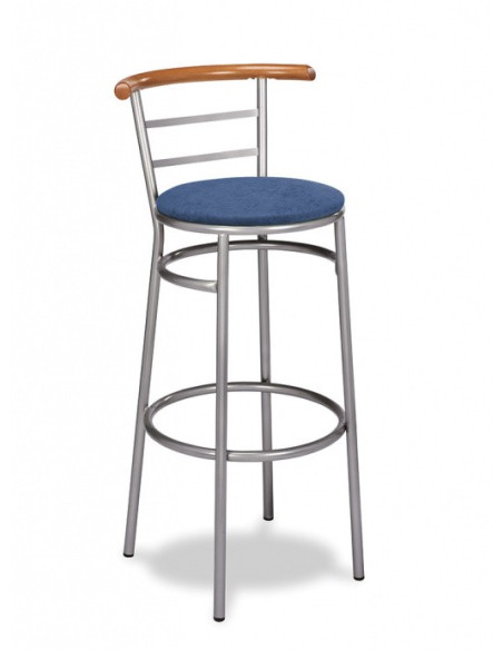 Taburete tubo acerado, asiento tapizado.