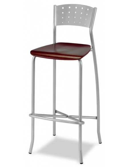 Taburete tubo acerado, asiento tapizado.