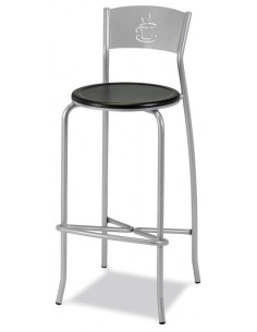 Taburete tubo acerado, asiento tapizado.