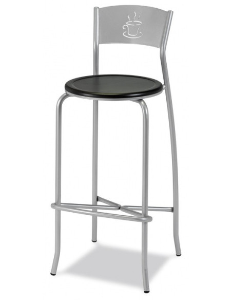 Taburete tubo acerado, asiento tapizado.