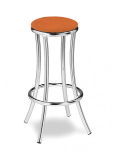 Taburete tubo aluminio anonizado, asiento tapizado