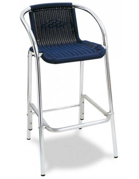 Taburete aluminio anonizado, asiento médula sintética