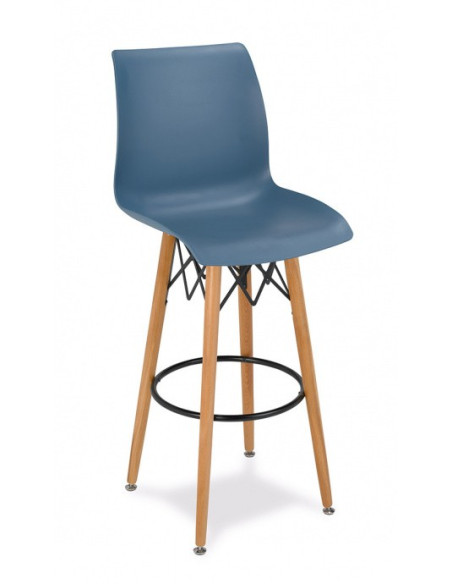 Taburete madera asiento polipropileno
