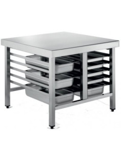 Mesa soporte para horno guías 6+6 GN1/1 110X95X70