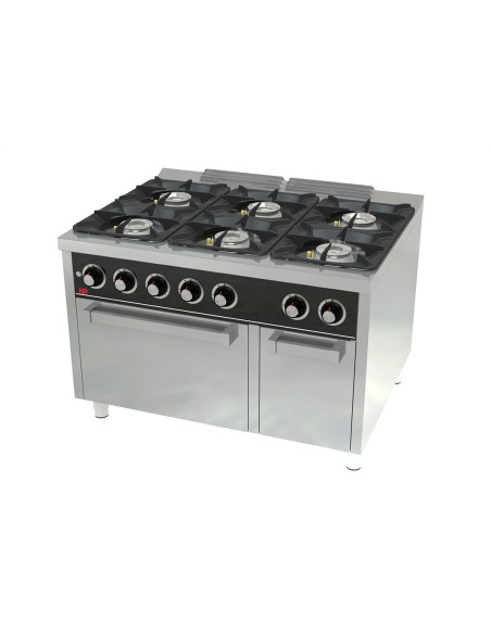 Cocina a gas 6 fuegos con horno 120x93x88
