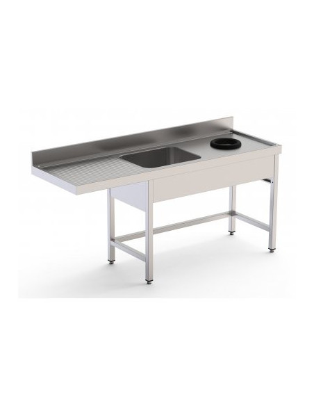 Fregadero con aro desbarazado 180x60x85.