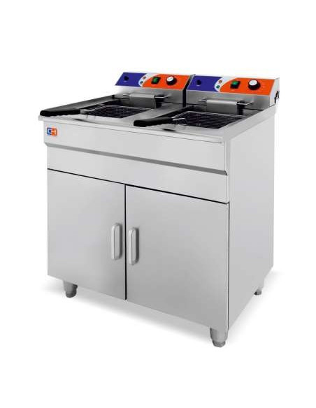 Freidora eléctrica con mueble 14+14 litros